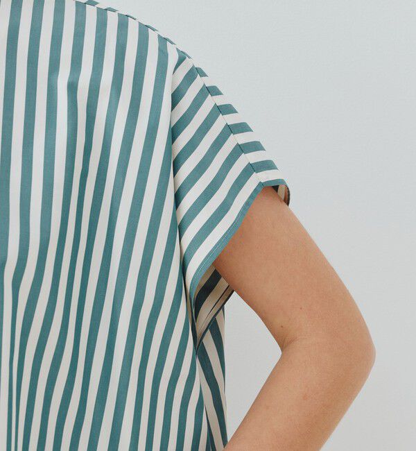 GALERIE VIE「スムースポプリンストライプ スタンドネックボックスシャツ」|シャツ・ブラウス|