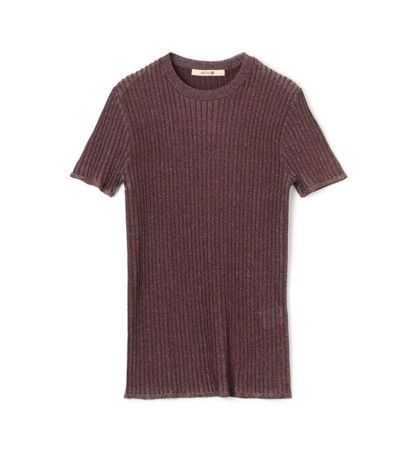 BACCA「レーヨンラメ リブハーフスリーブニット」|ニット・セーター|49 ダークブラウン