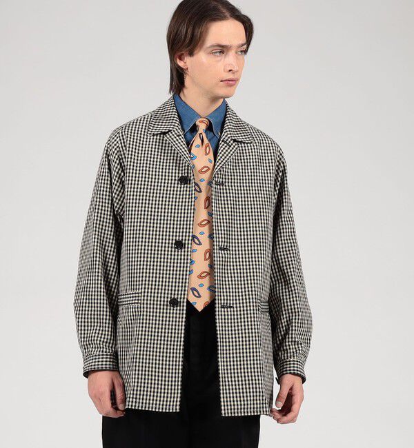 TOMORROWLAND MENS「シルクカシミア ギンガムチェック シングルブレステッド ショートコート」|その他|