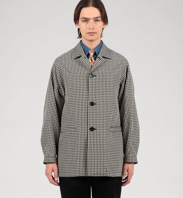 TOMORROWLAND MENS「シルクカシミア ギンガムチェック シングルブレステッド ショートコート」|その他|