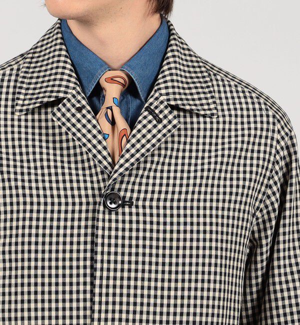 TOMORROWLAND MENS「シルクカシミア ギンガムチェック シングルブレステッド ショートコート」|その他|