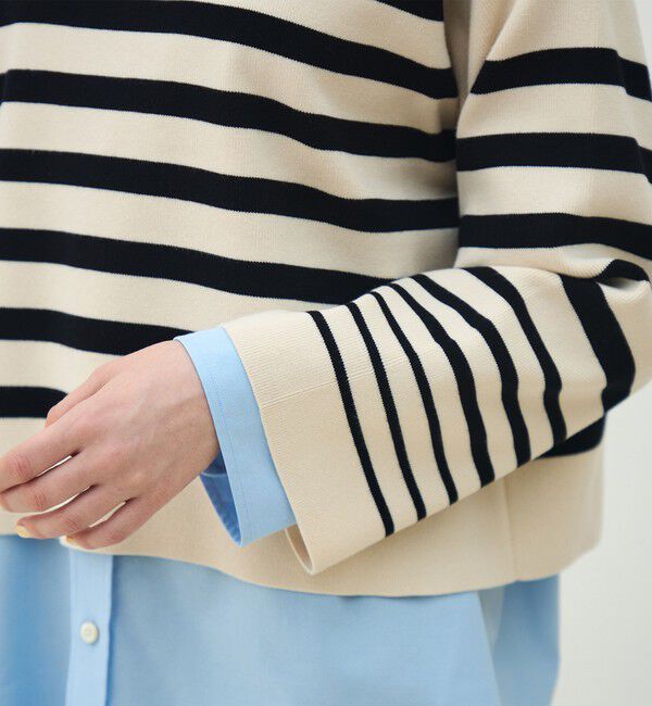 MACPHEE「パネルボーダー ボートネックプルオーバー」|ニット・セーター|