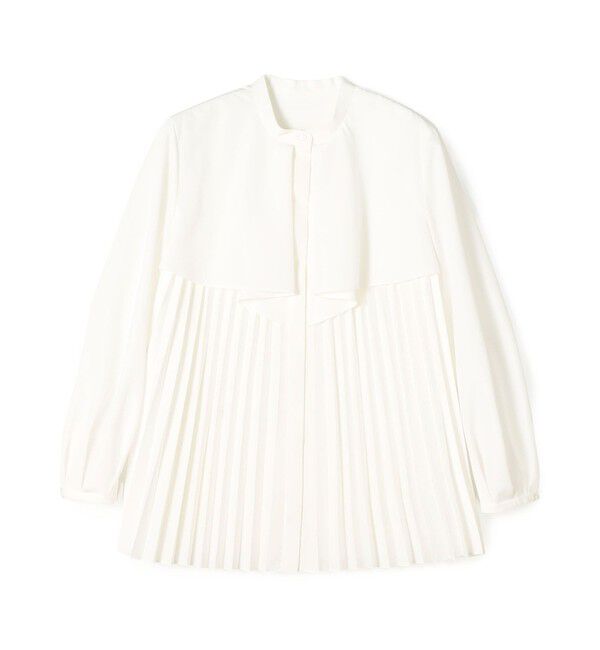 Ballsey「プリーツコンビ フロントドレープブラウス」|シャツ・ブラウス|11 ホワイト