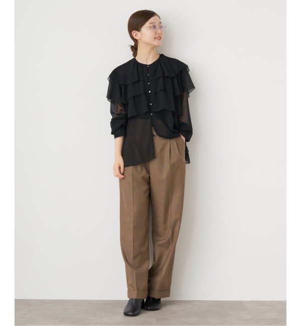 IENA「《一部カラーWEB・一部店舗限定/追加》楊柳フリルブラウス」|シャツ・ブラウス|