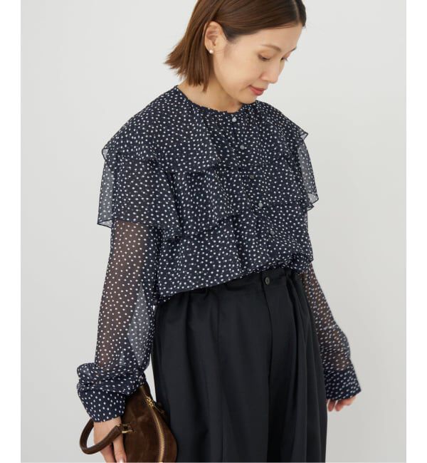 IENA「《一部カラーWEB・一部店舗限定/追加》楊柳フリルブラウス」|シャツ・ブラウス|