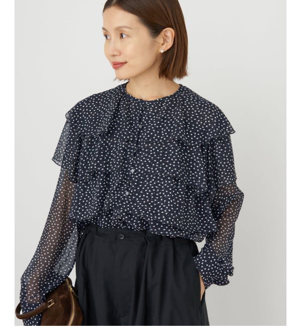 IENA「《一部カラーWEB・一部店舗限定/追加》楊柳フリルブラウス」|シャツ・ブラウス|