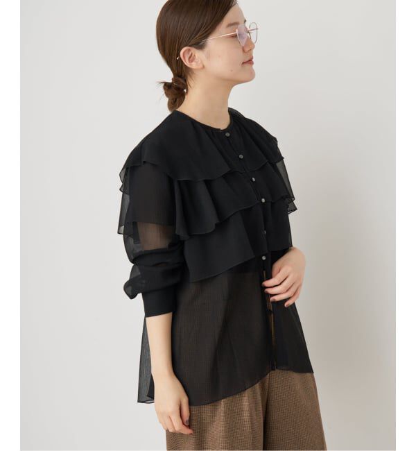 IENA「《一部カラーWEB・一部店舗限定/追加》楊柳フリルブラウス」|シャツ・ブラウス|