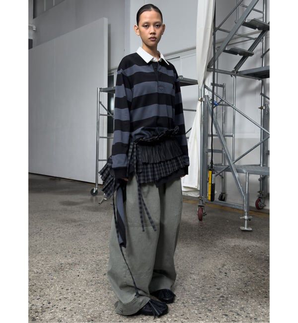 PULP「【Geek Office / ギークオフィス】OPEN YY Knitted STRIPE TRIM RUGBY SHIRT」|その他|