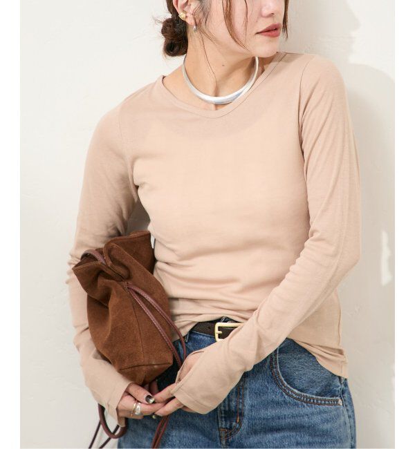 JOURNAL STANDARD「別注【MILLER/ミラー】 for JOURNAL STANDARD VネックリブL/S T」|Tシャツ・カットソー|ベージュ