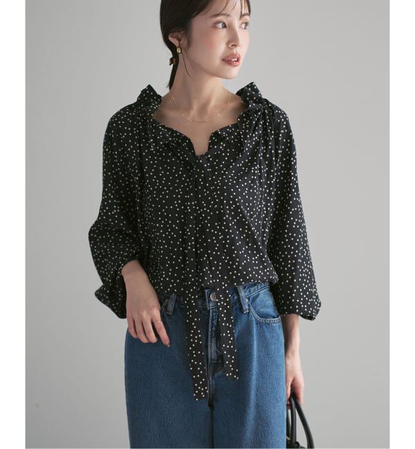 NOBLE「スタンドフリルボウタイブラウス」|シャツ・ブラウス|