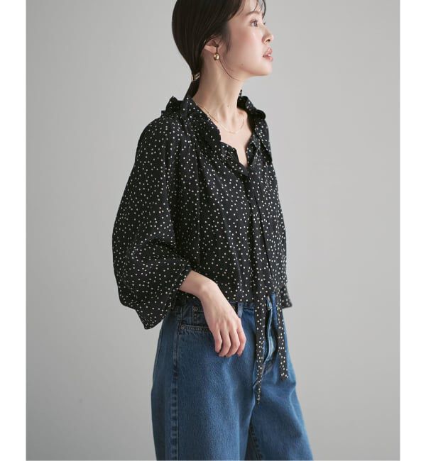 NOBLE「スタンドフリルボウタイブラウス」|シャツ・ブラウス|