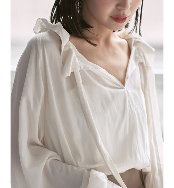 NOBLE「スタンドフリルボウタイブラウス」|シャツ・ブラウス|