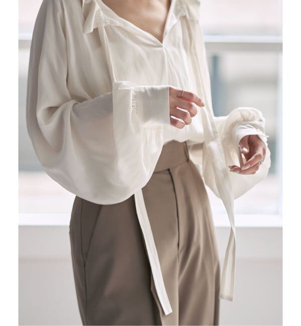 NOBLE「スタンドフリルボウタイブラウス」|シャツ・ブラウス|