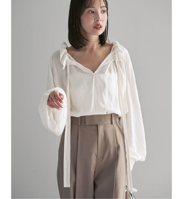 NOBLE「スタンドフリルボウタイブラウス」|シャツ・ブラウス|