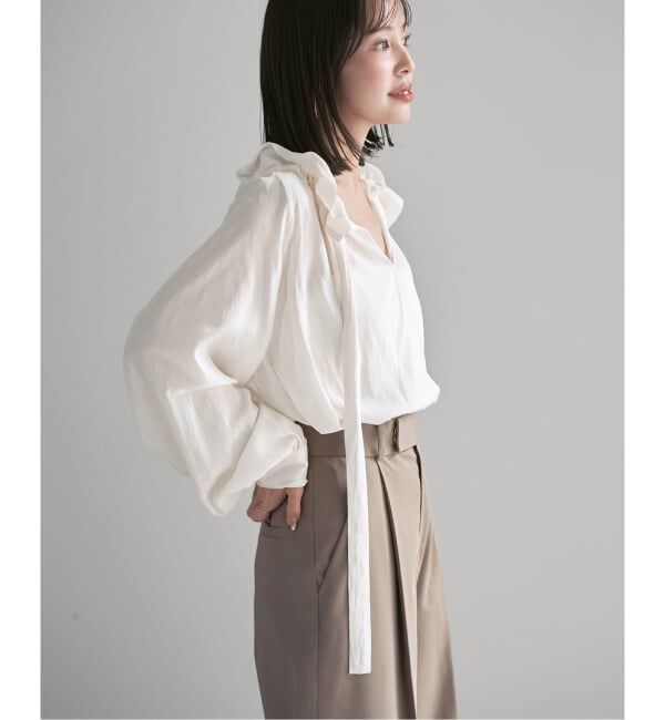 NOBLE「スタンドフリルボウタイブラウス」|シャツ・ブラウス|
