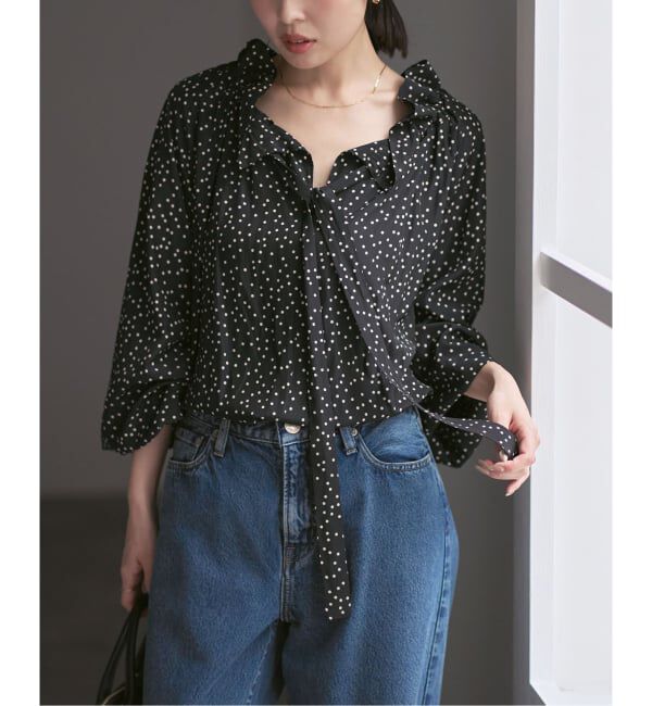 NOBLE「スタンドフリルボウタイブラウス」|シャツ・ブラウス|