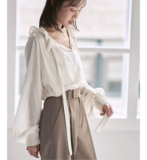 NOBLE「スタンドフリルボウタイブラウス」|シャツ・ブラウス|ホワイト