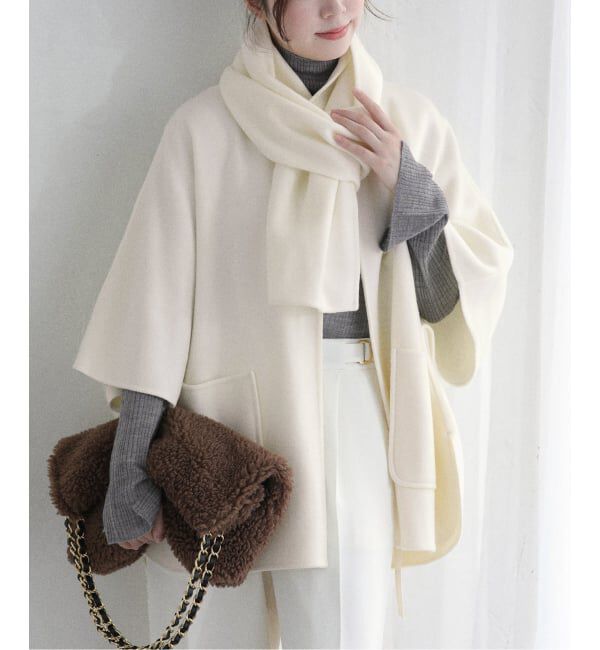  「ストールSETポンチョリバーコート」|その他|ホワイト