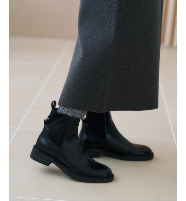  「モールドストレッチショートブーツ」|ショートブーツ|ブラック A