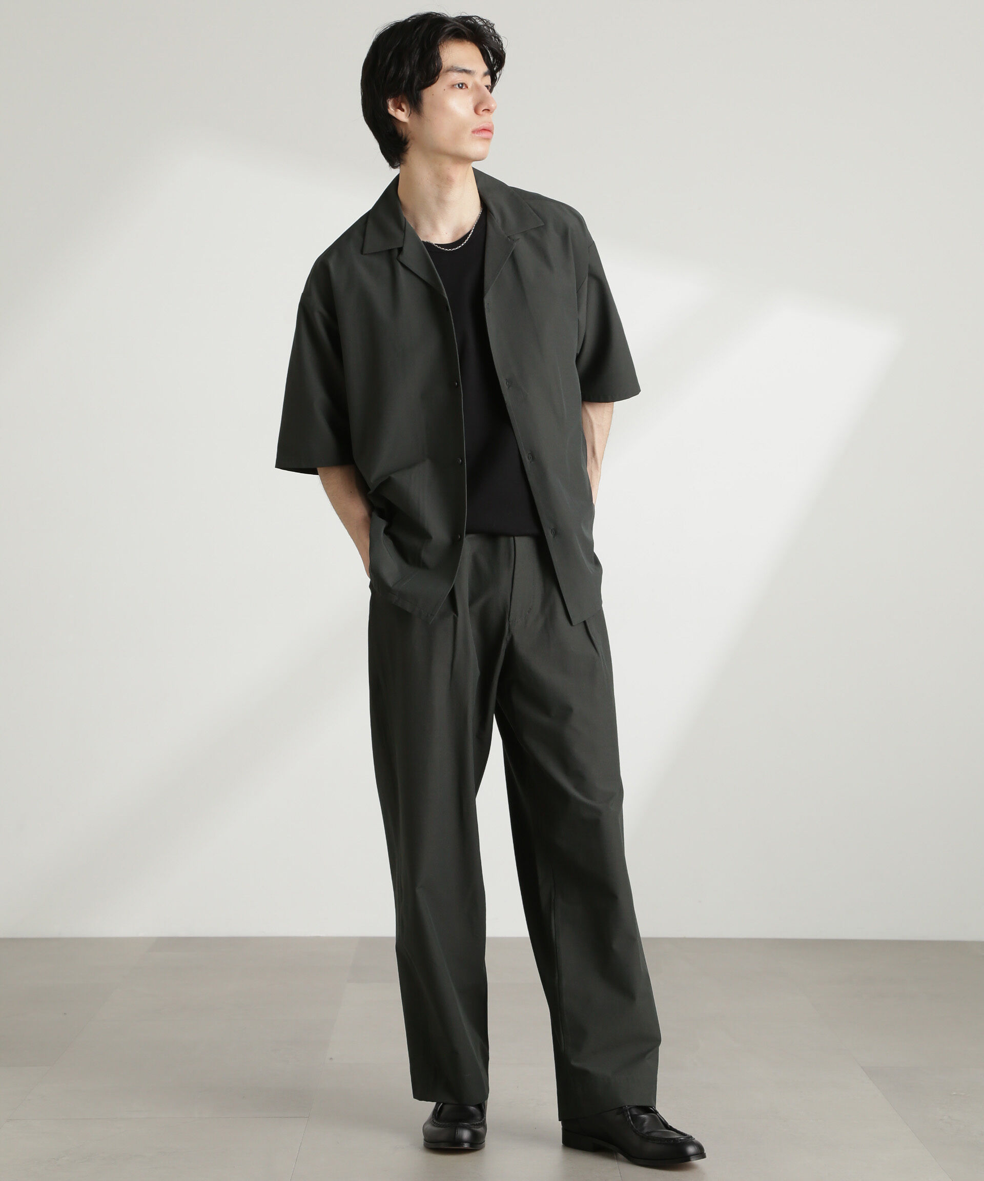 nano･universe「ストレッチワイドイージーパンツ(セットアップ可)」|チノ|