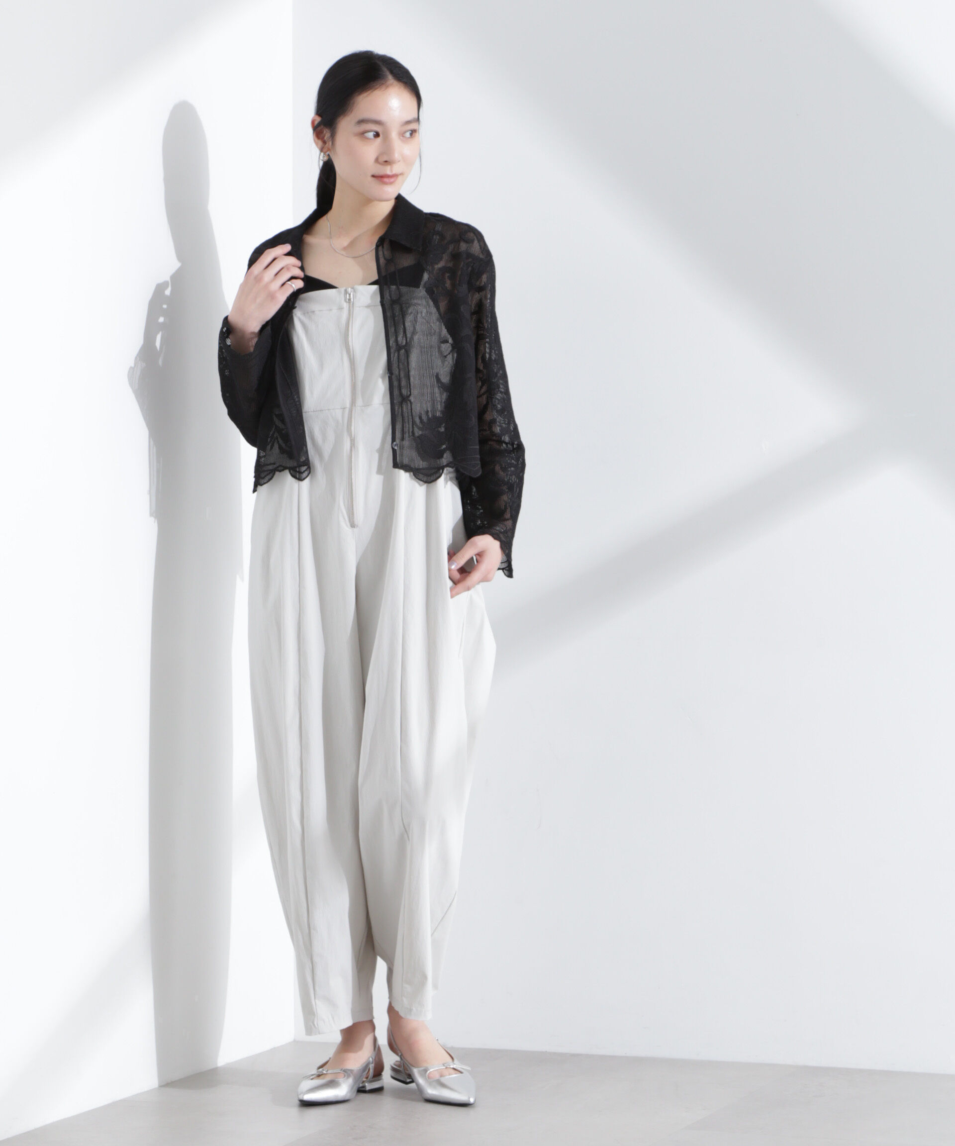 nano･universe「コクーンサロペット」|ワンピース|L.グレー1