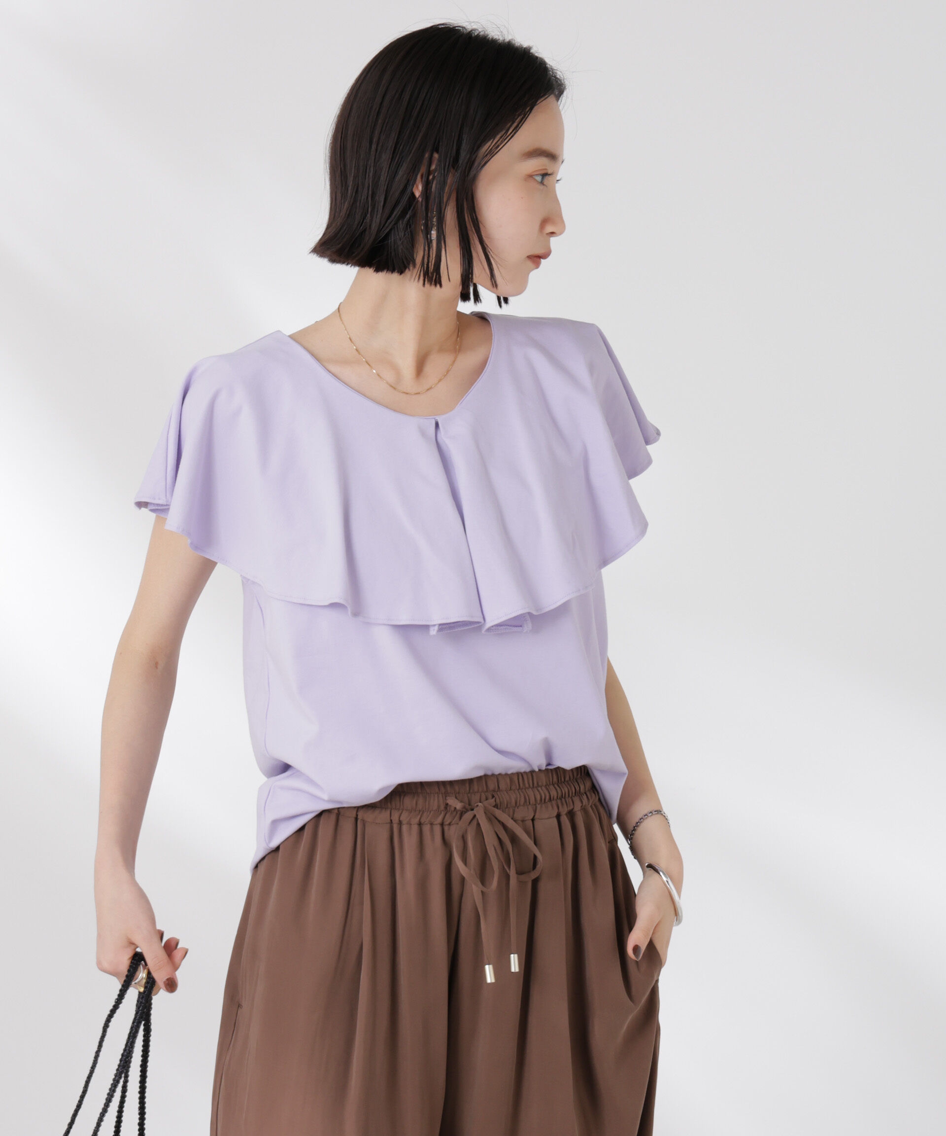 nano･universe「ラッフルカラーカットノースリーブトップス」|Tシャツ・カットソー|