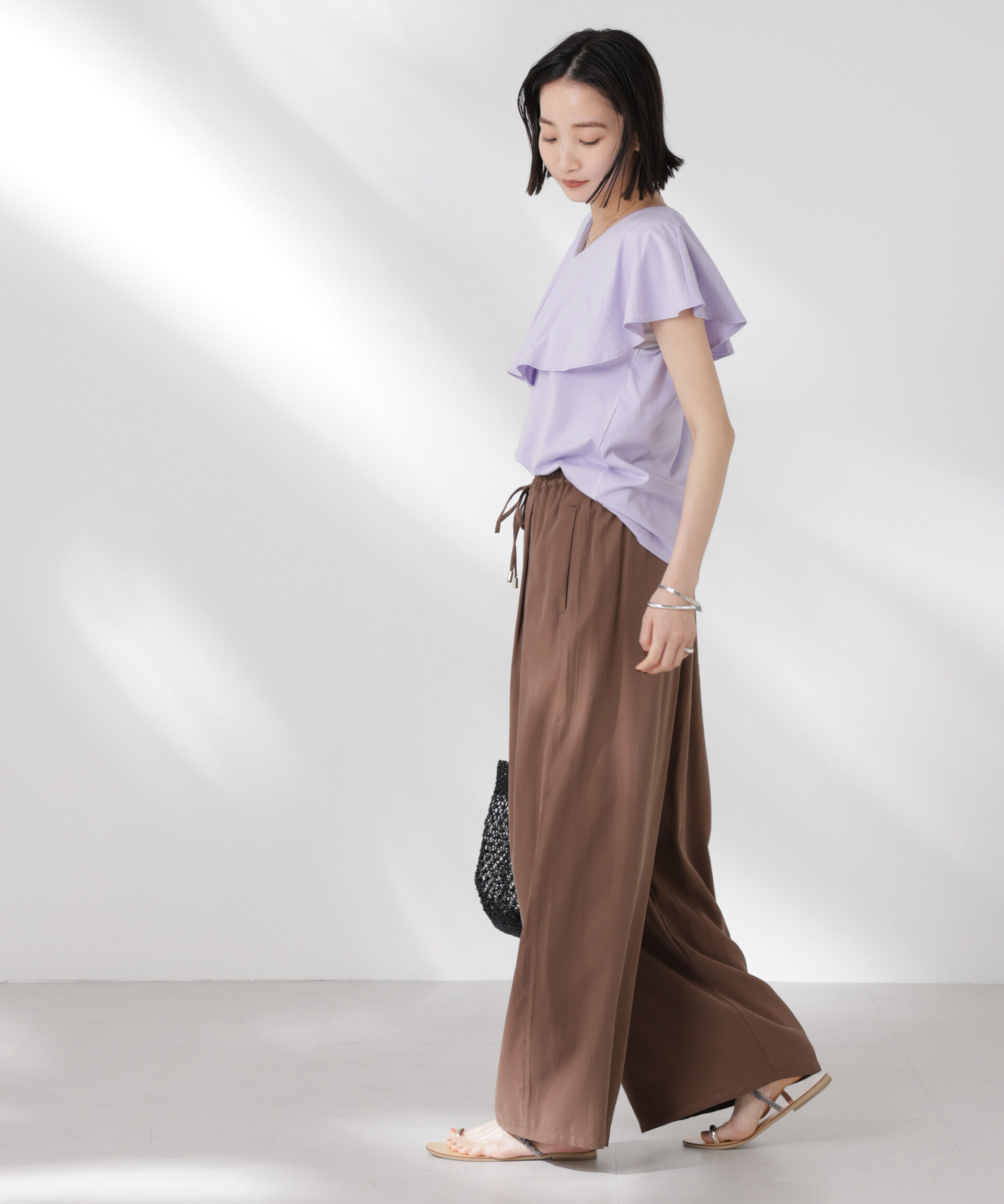 nano･universe「ラッフルカラーカットノースリーブトップス」|Tシャツ・カットソー|