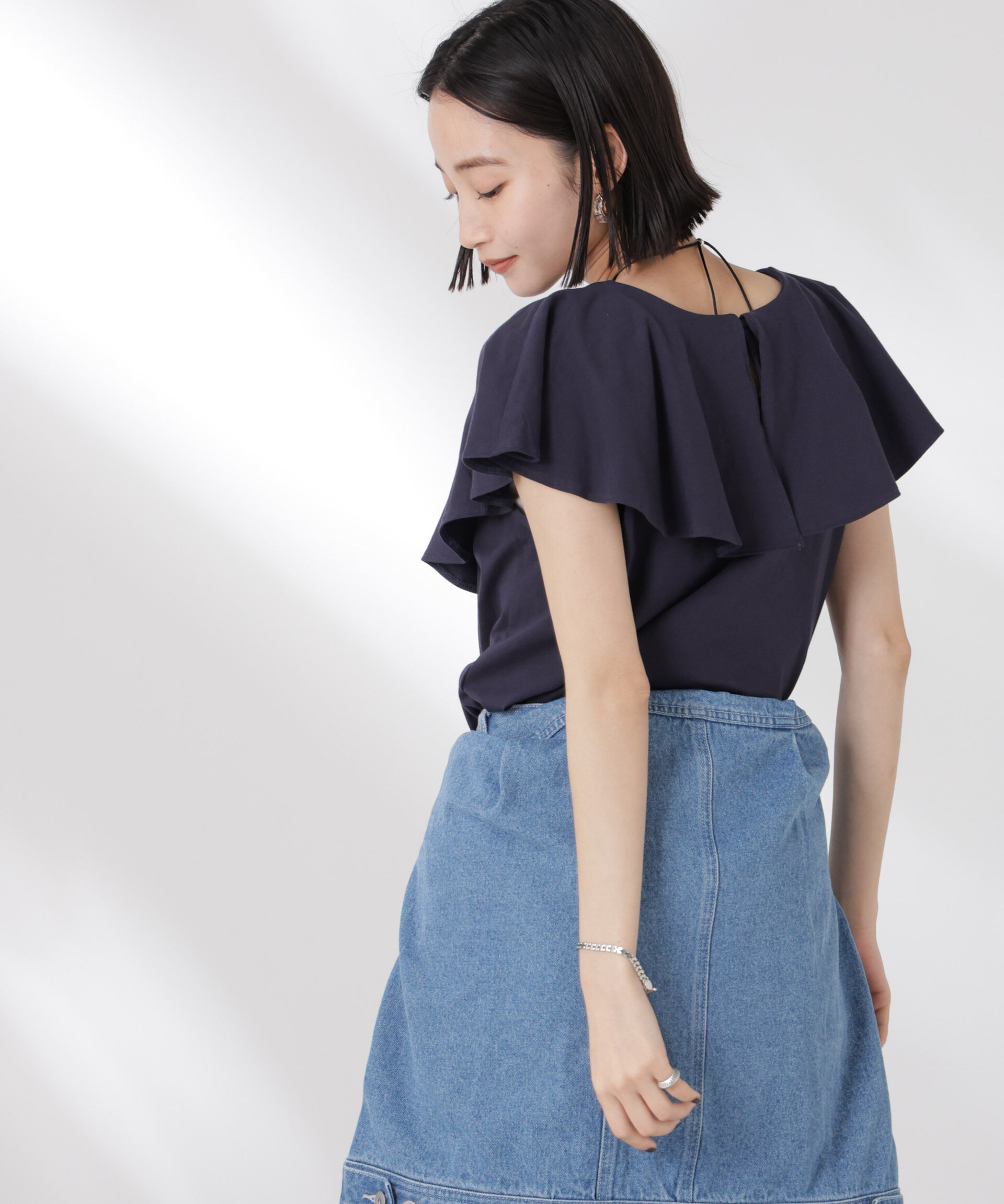 nano･universe「ラッフルカラーカットノースリーブトップス」|Tシャツ・カットソー|