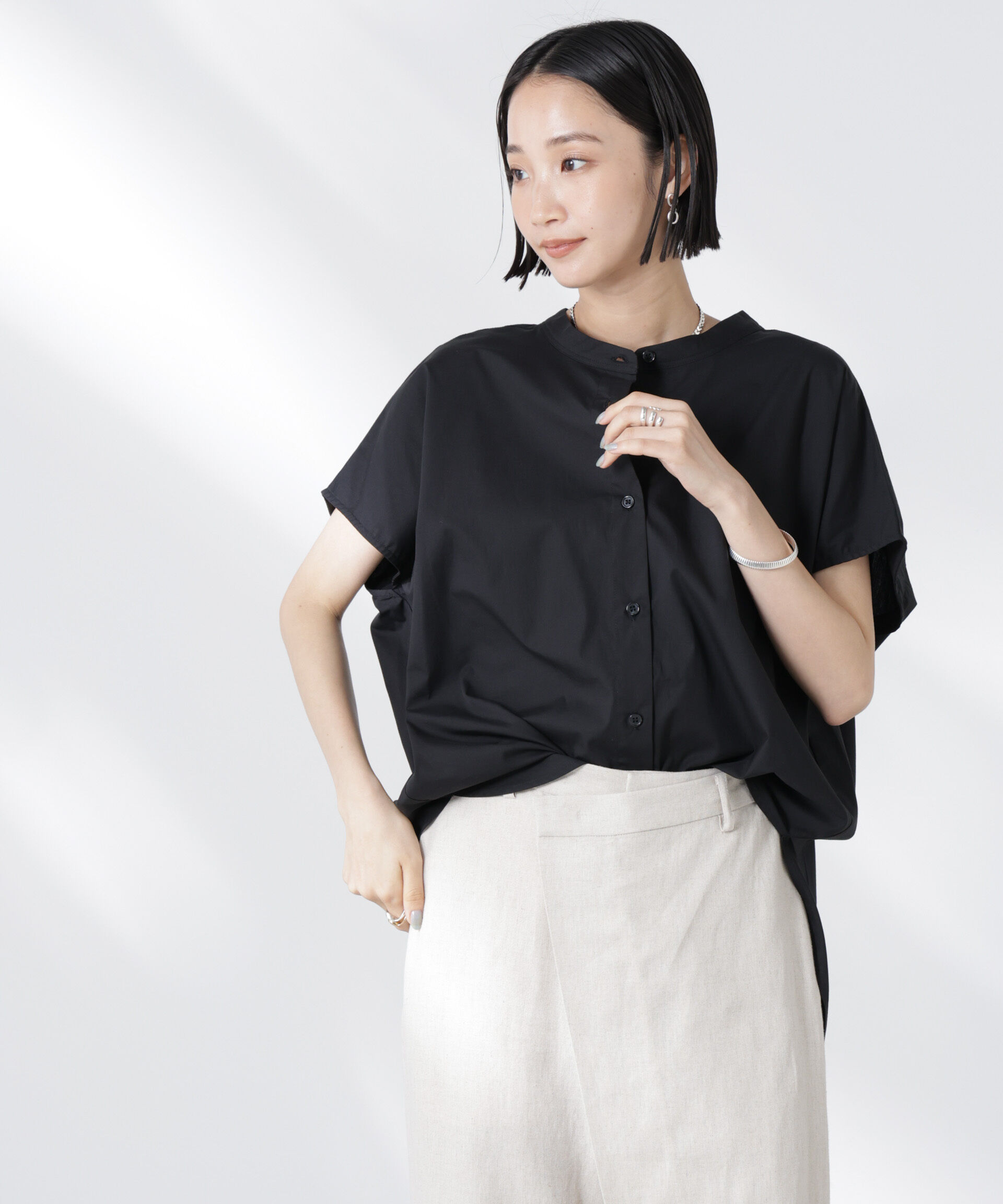 nano･universe「バックギャザーノースリーブブラウス」|シャツ・ブラウス|