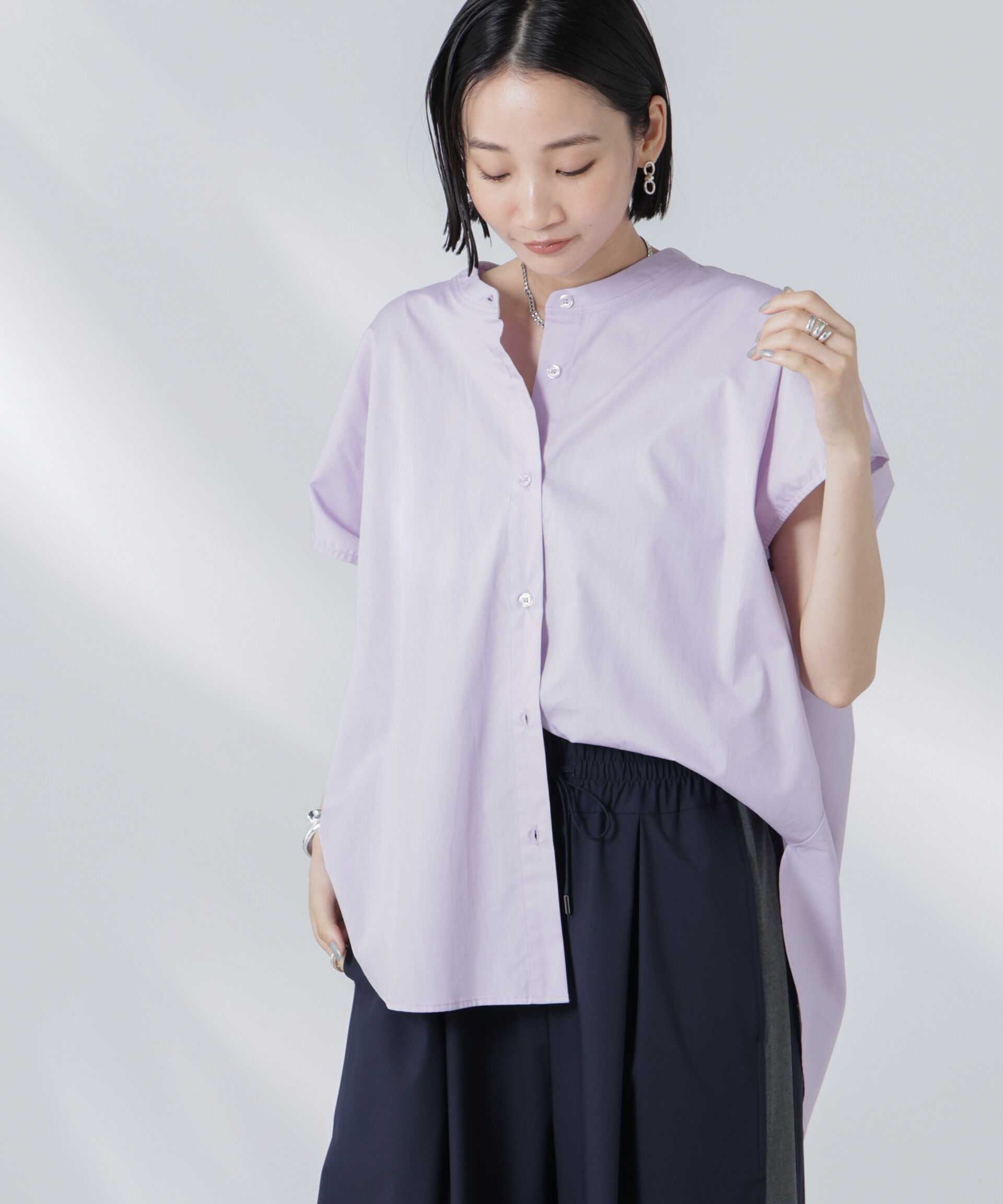 nano･universe「バックギャザーノースリーブブラウス」|シャツ・ブラウス|