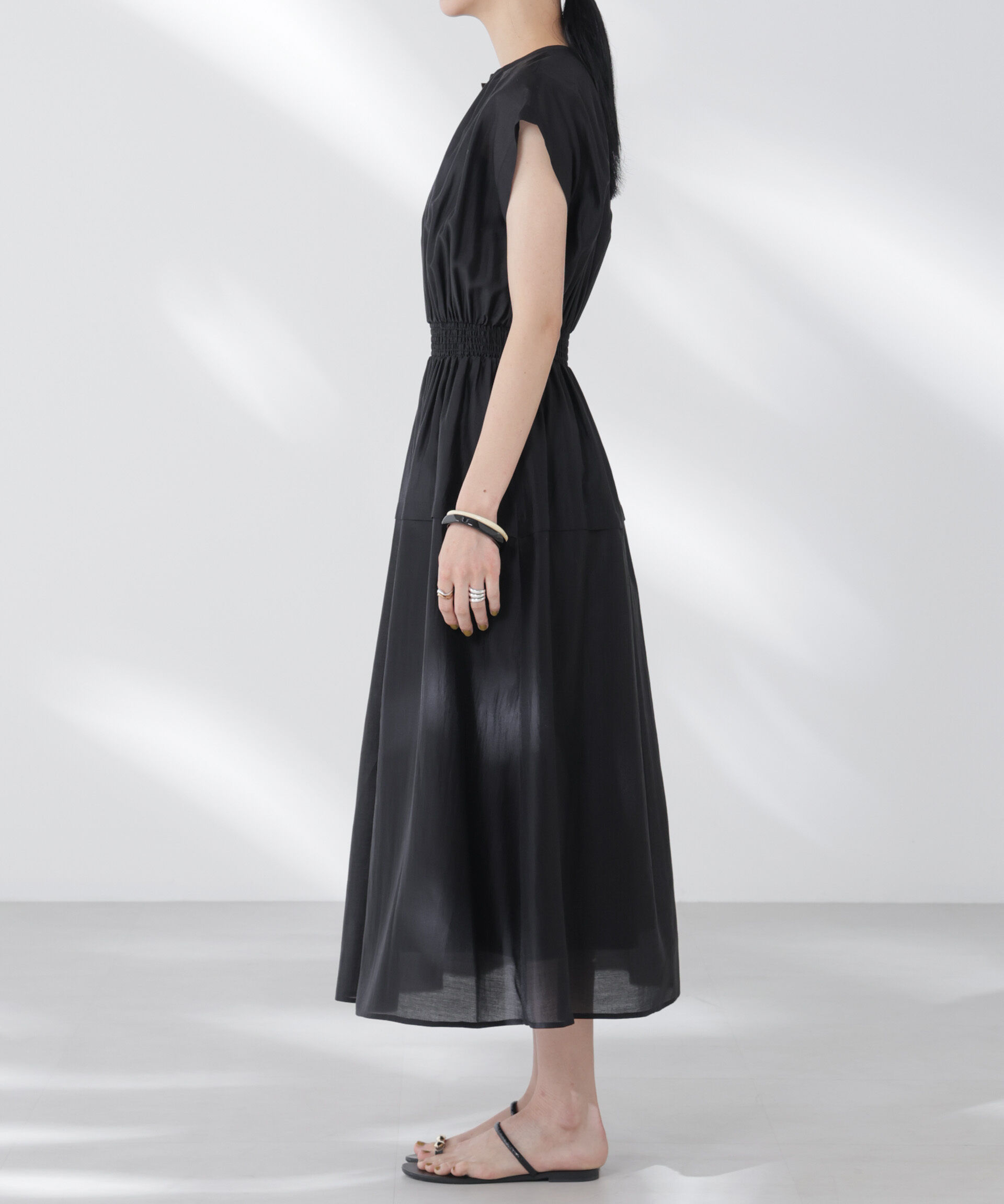 nano･universe「シアーサテンウエストシャーリングワンピース」|ワンピース|