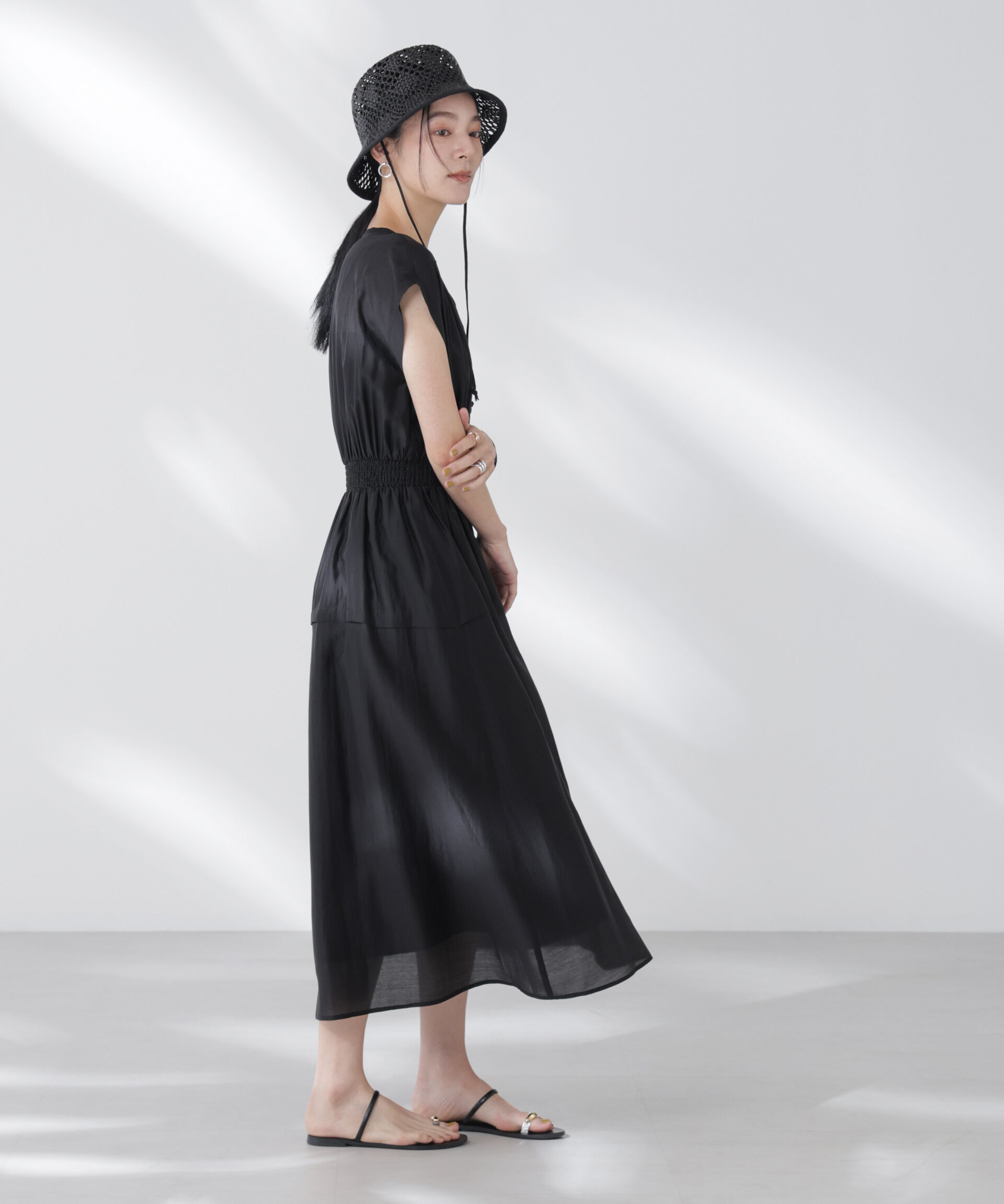 nano･universe「シアーサテンウエストシャーリングワンピース」|ワンピース|