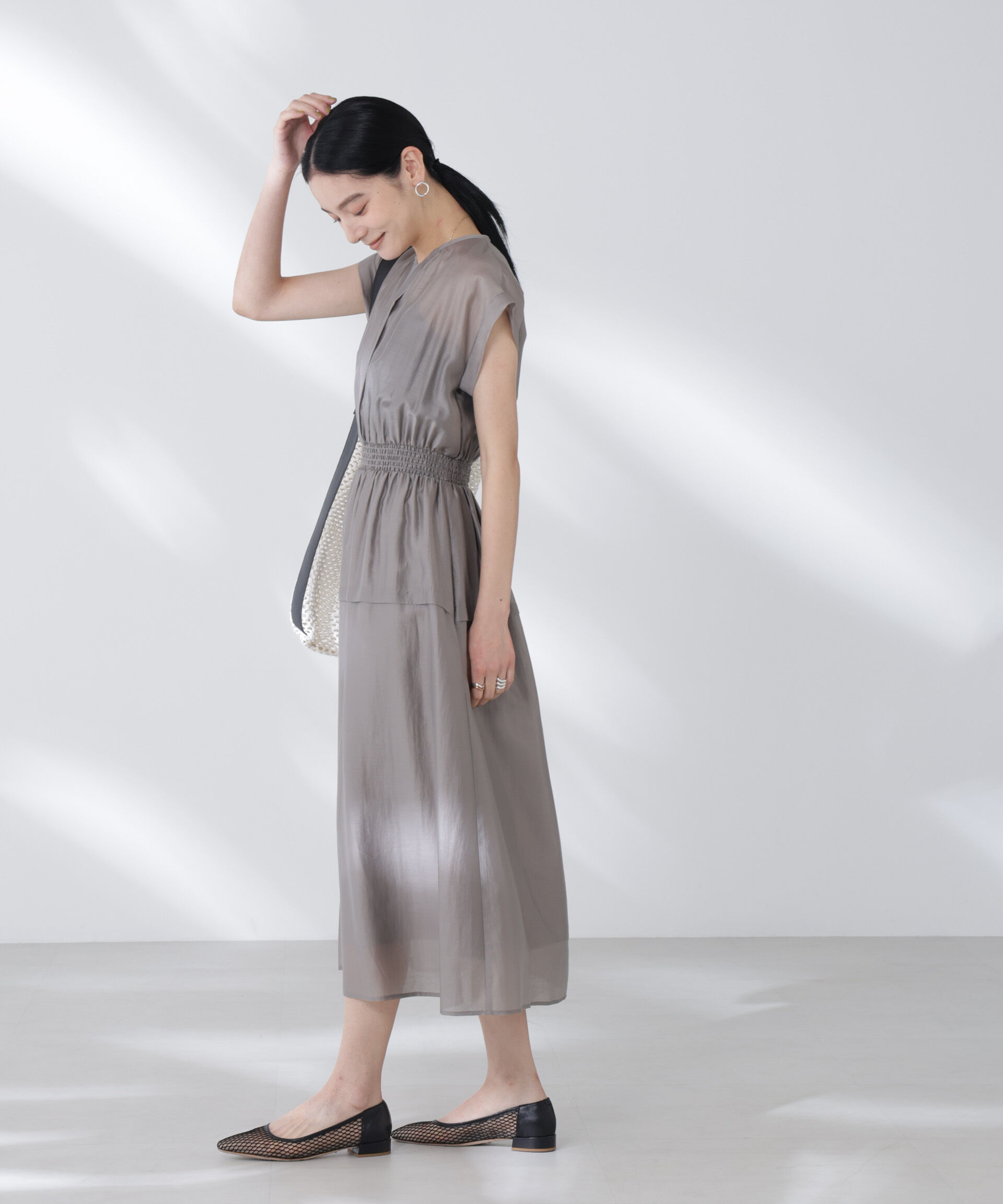 nano･universe「シアーサテンウエストシャーリングワンピース」|ワンピース|