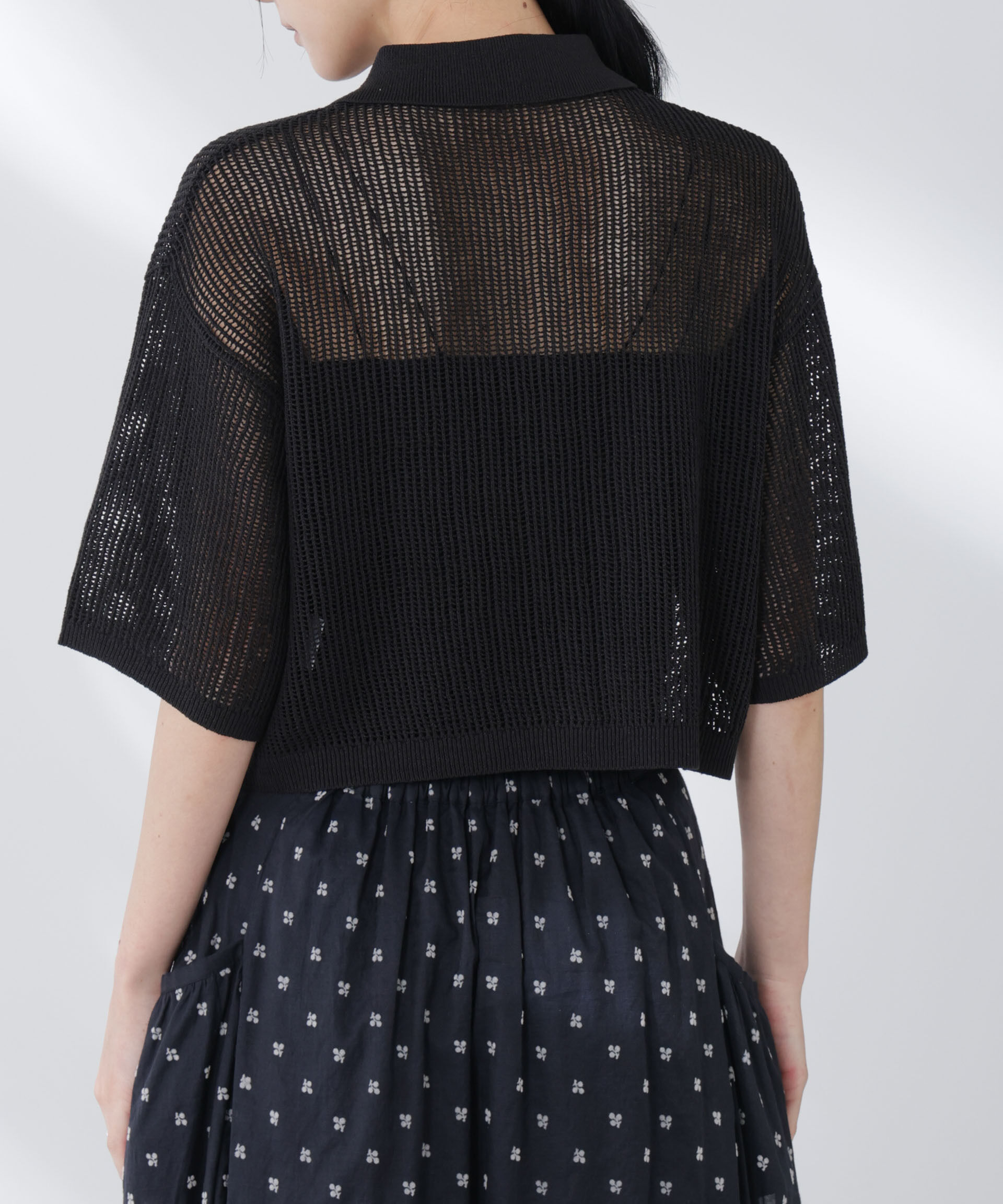 nano･universe「メッシュニットポロカーディガン」|ニット・セーター|