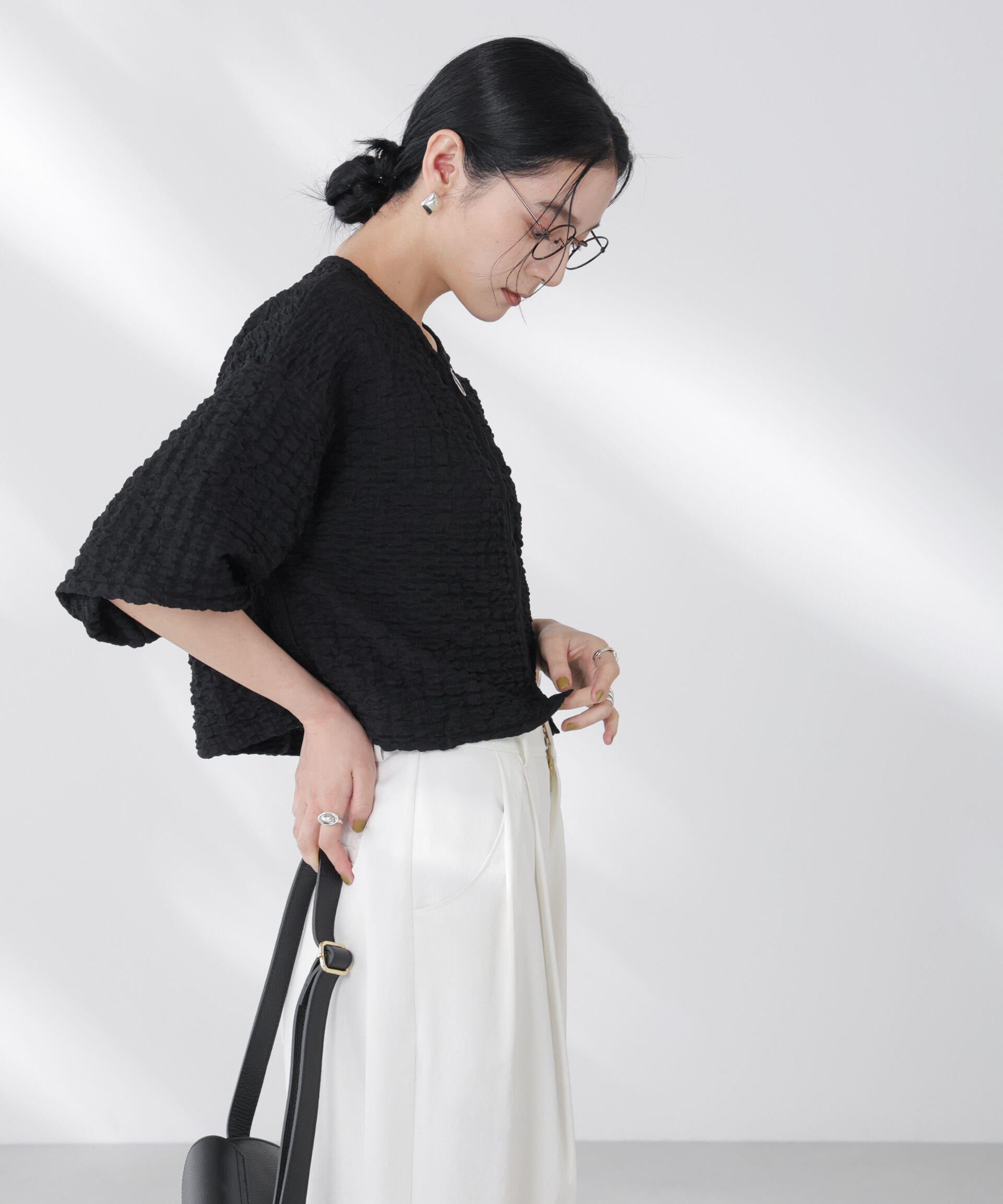 nano･universe「フクレシャーリングzipカーディガン」|Tシャツ・カットソー|