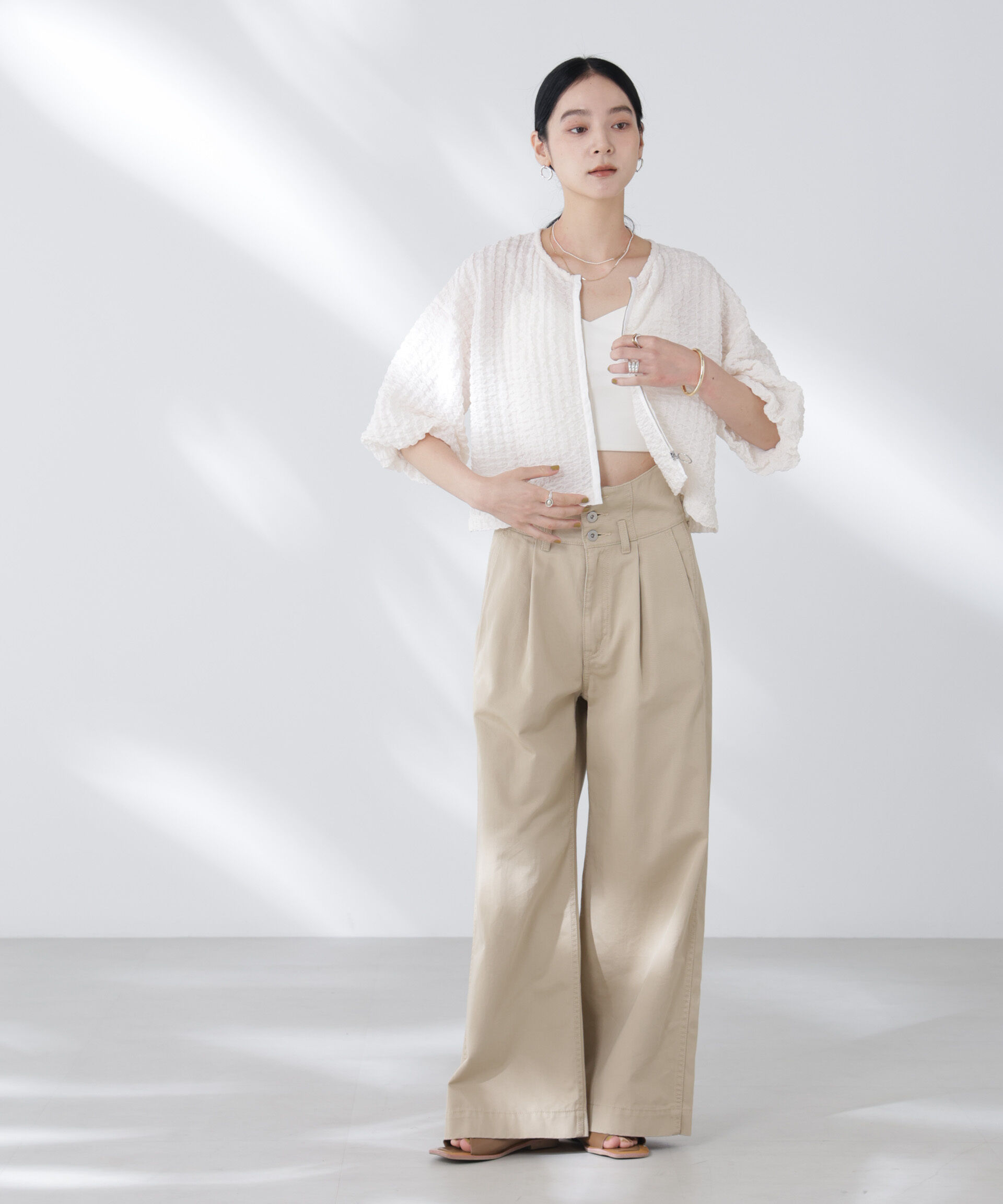 nano･universe「フクレシャーリングzipカーディガン」|Tシャツ・カットソー|