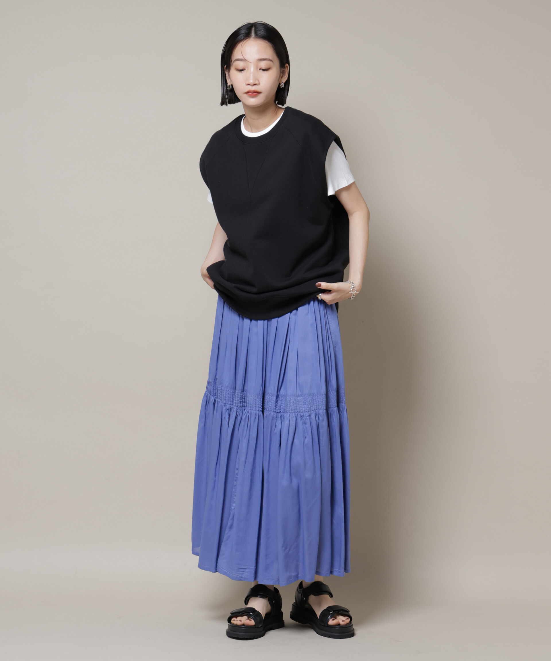 nano･universe「made in INDIA ギャザー切り替えフレアスカート(セットアップ可)」|スカート|