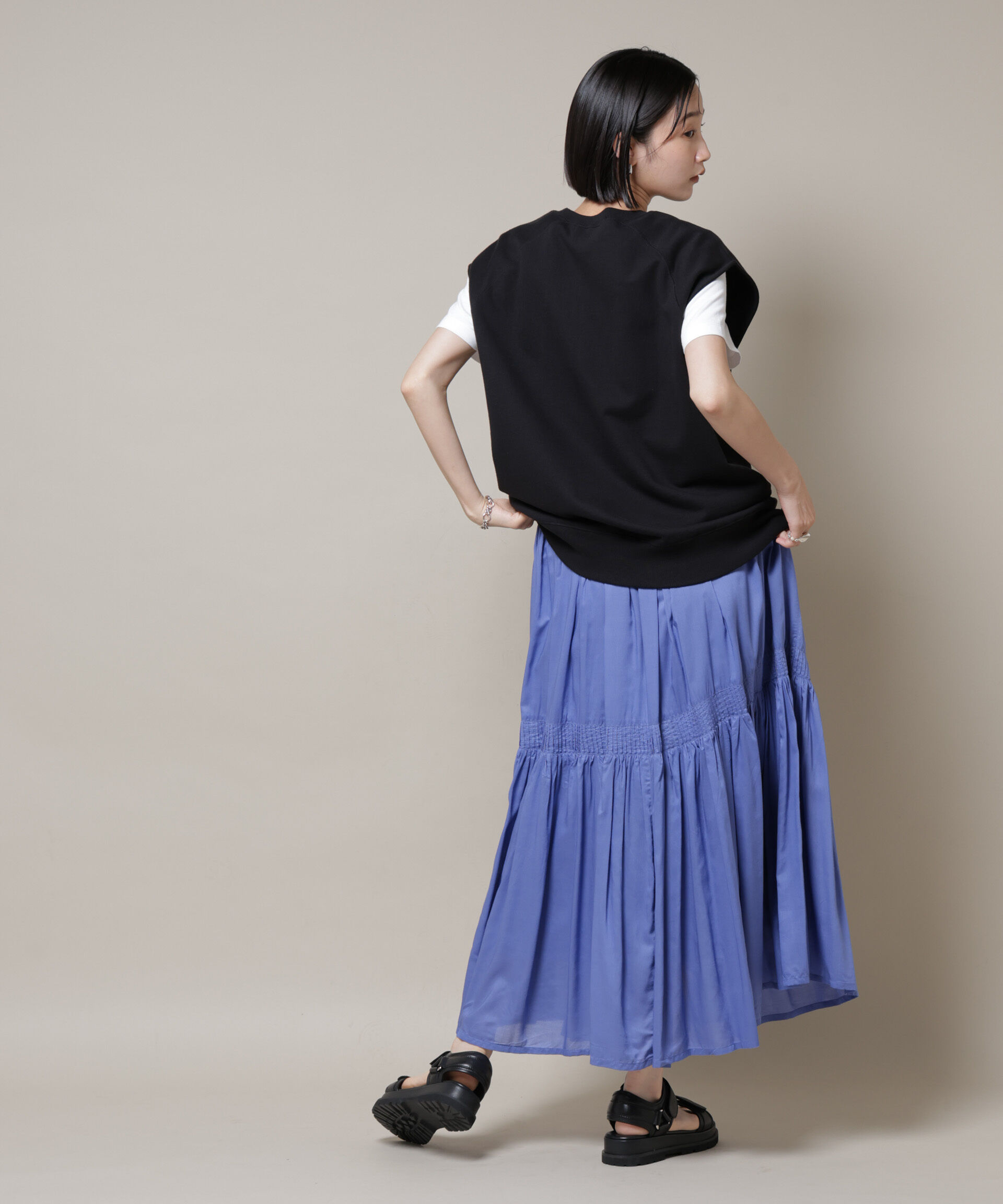 nano･universe「made in INDIA ギャザー切り替えフレアスカート(セットアップ可)」|スカート|