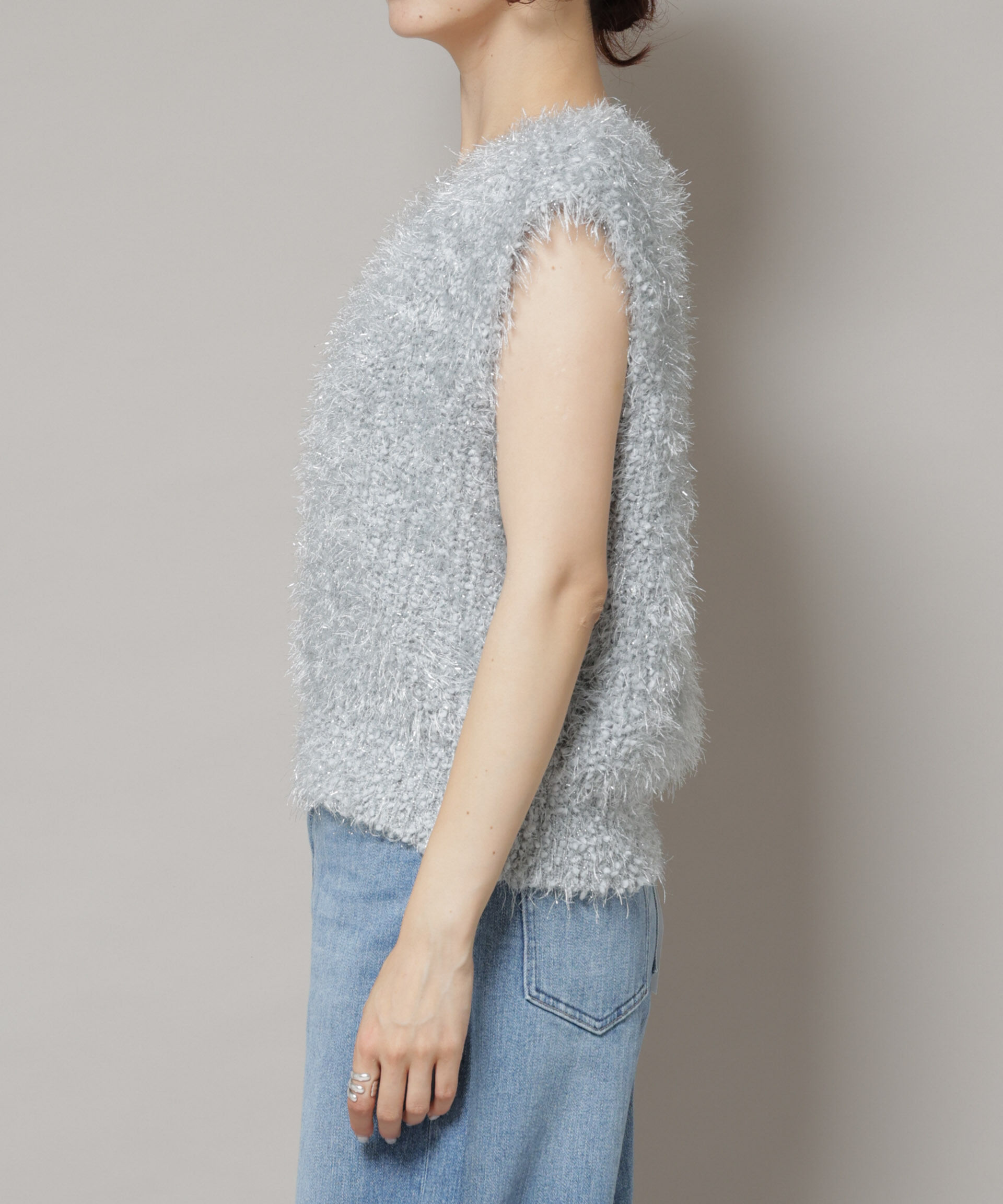 nano･universe「シャギーラメベスト」|ニット・セーター|