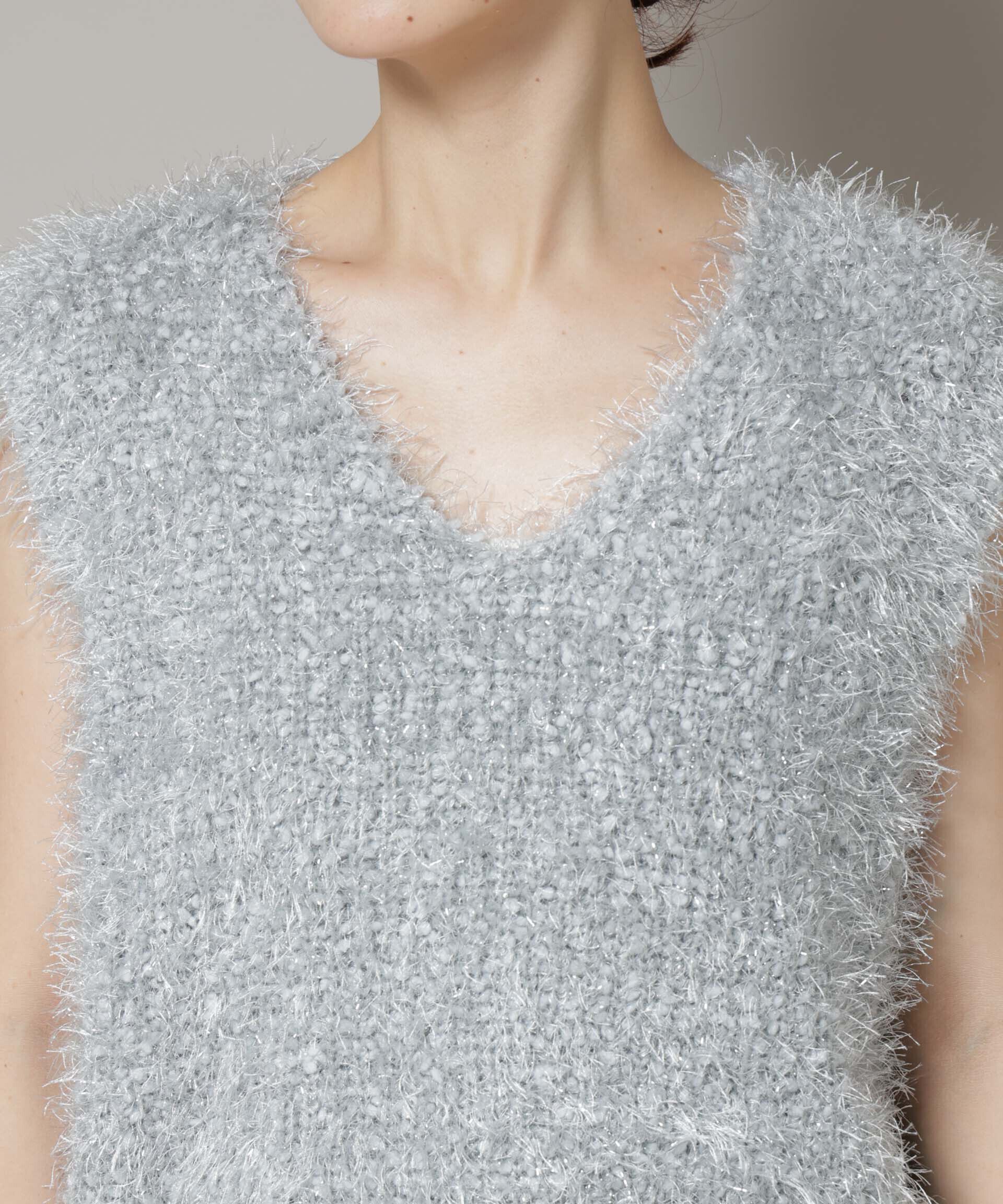 nano･universe「シャギーラメベスト」|ニット・セーター|