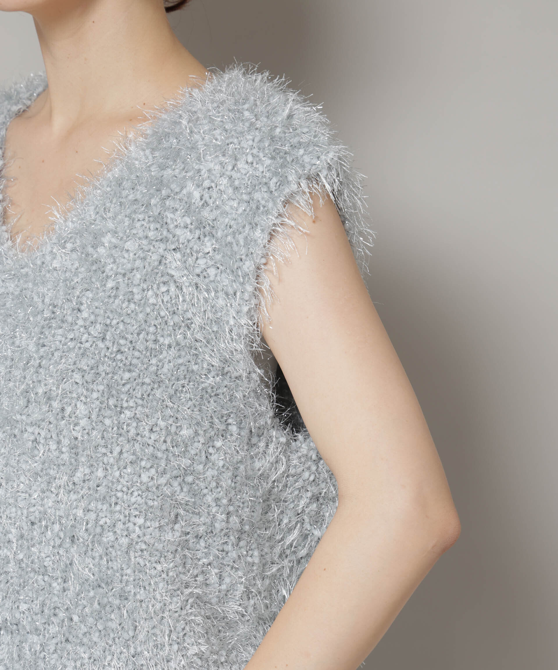 nano･universe「シャギーラメベスト」|ニット・セーター|