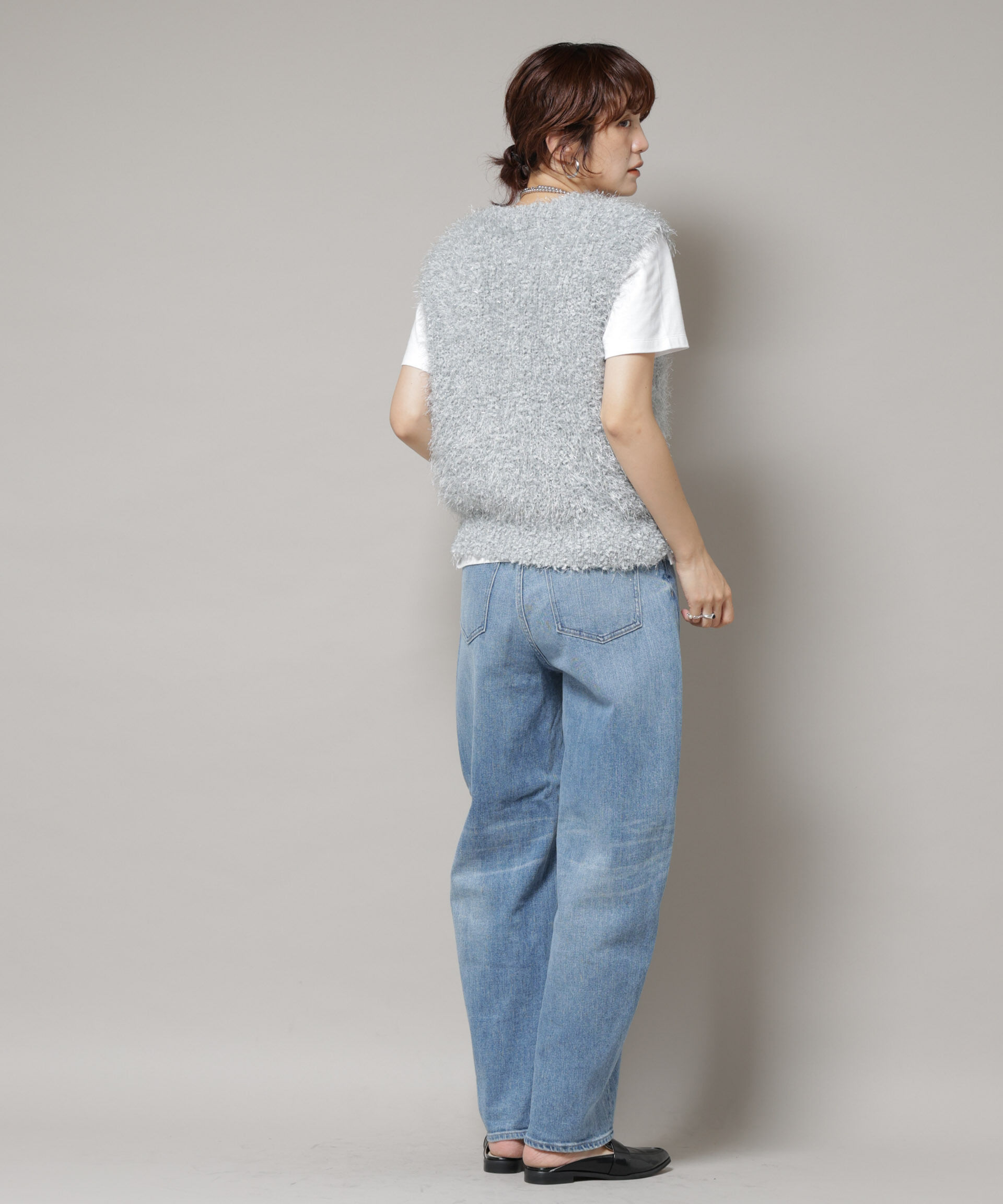 nano･universe「シャギーラメベスト」|ニット・セーター|