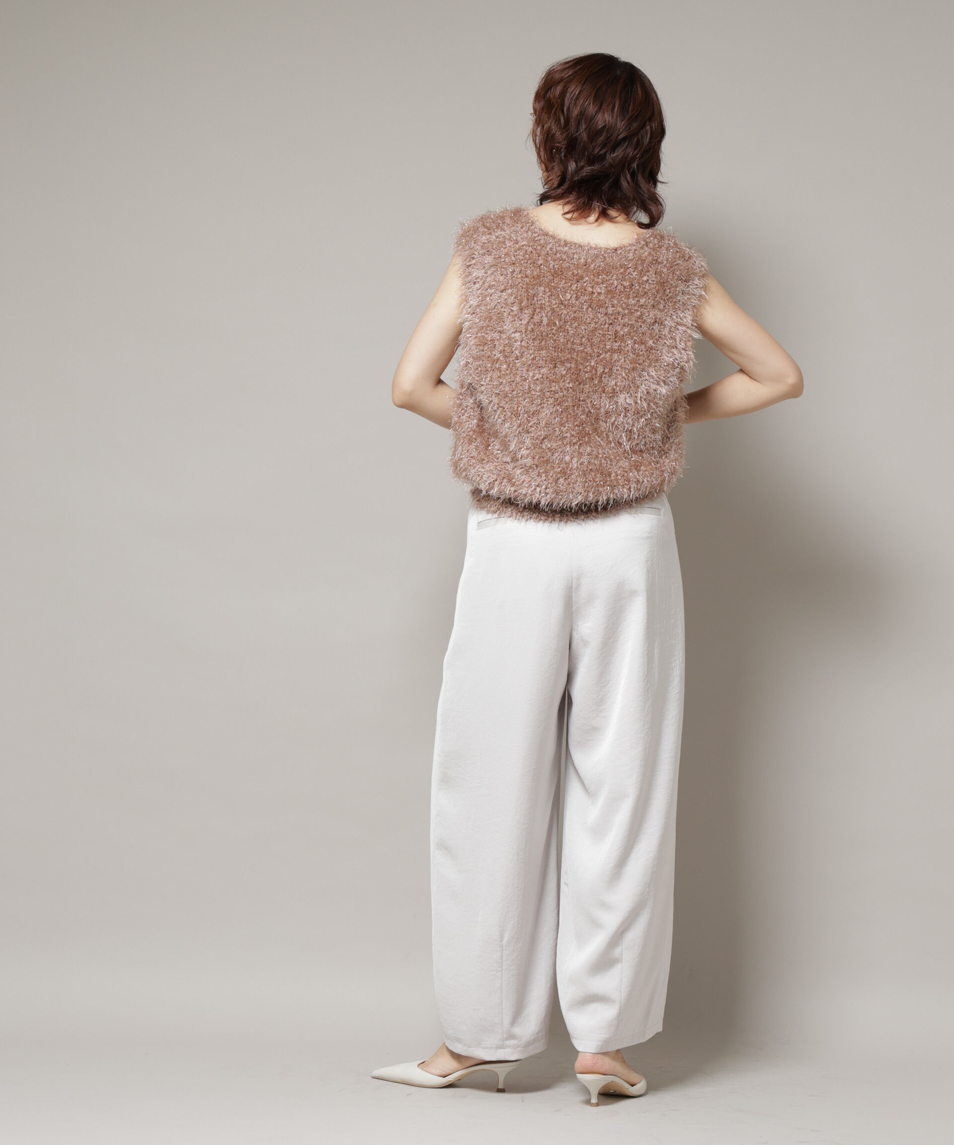 nano･universe「シャギーラメベスト」|ニット・セーター|