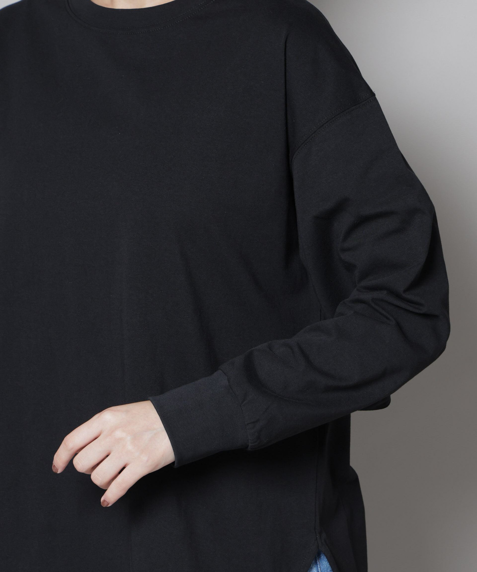 nano･universe「CVCプレーティング天竺ラウンドヘムカットトップス」|Tシャツ・カットソー|