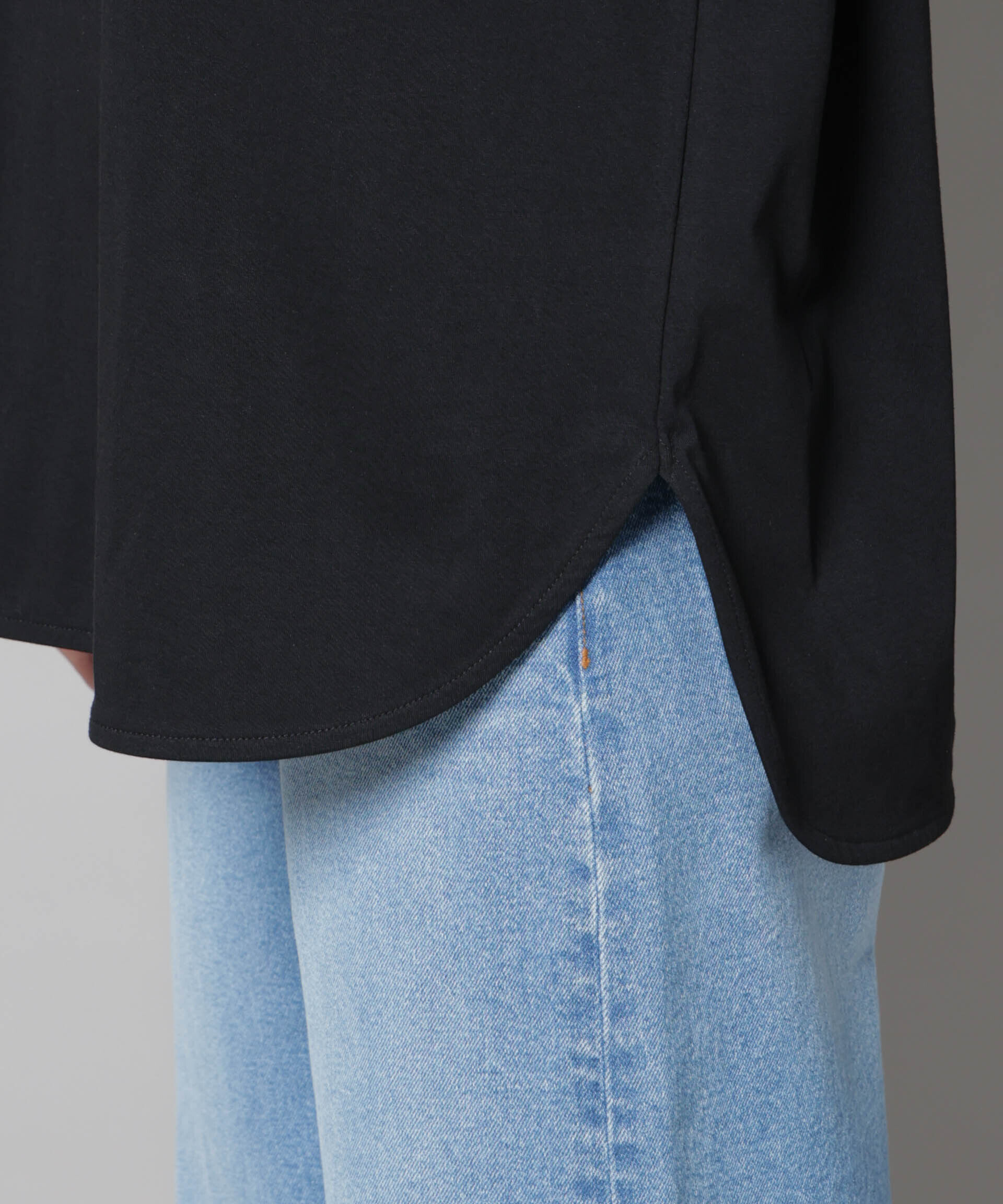 nano･universe「CVCプレーティング天竺ラウンドヘムカットトップス」|Tシャツ・カットソー|