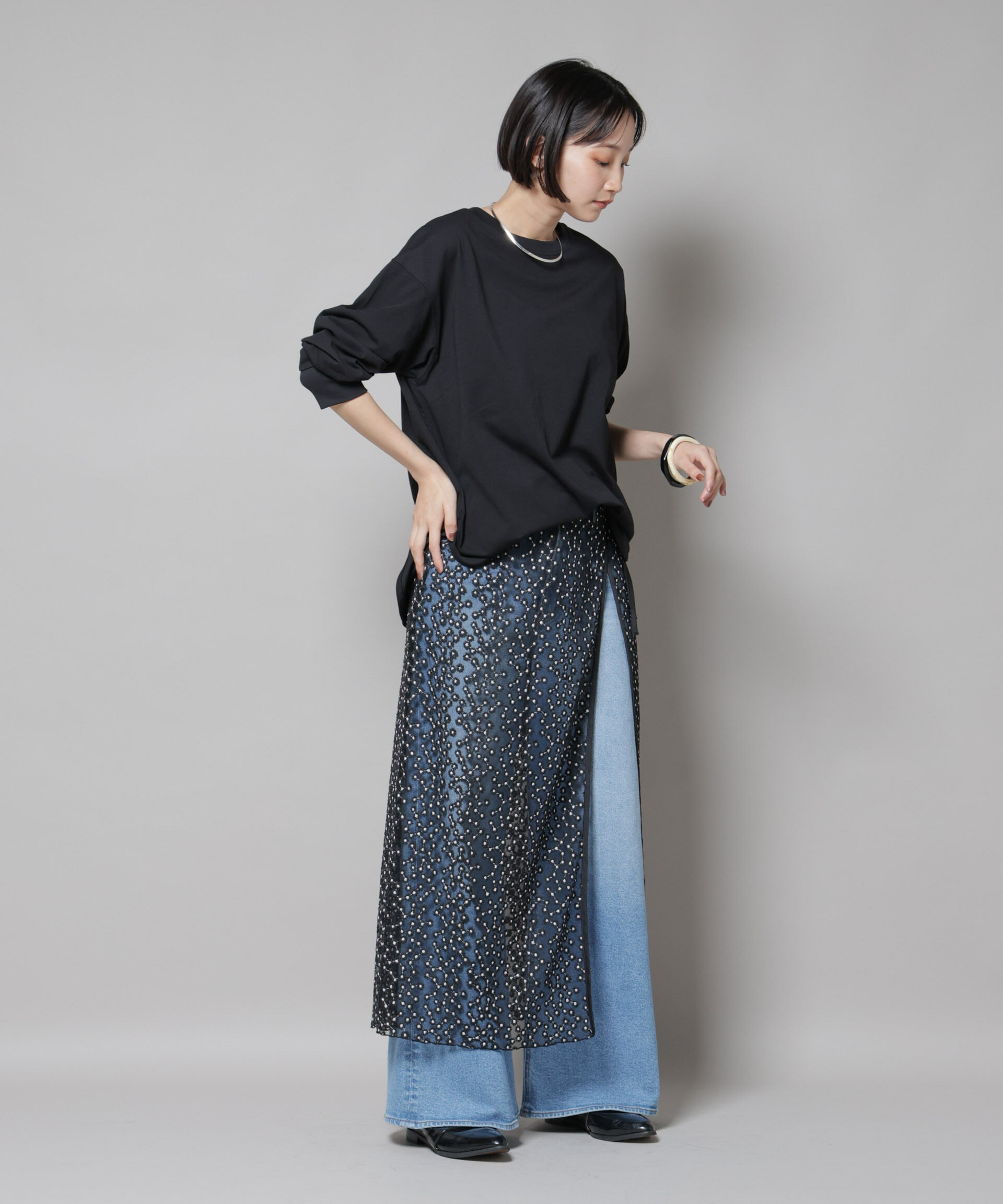 nano･universe「CVCプレーティング天竺ラウンドヘムカットトップス」|Tシャツ・カットソー|