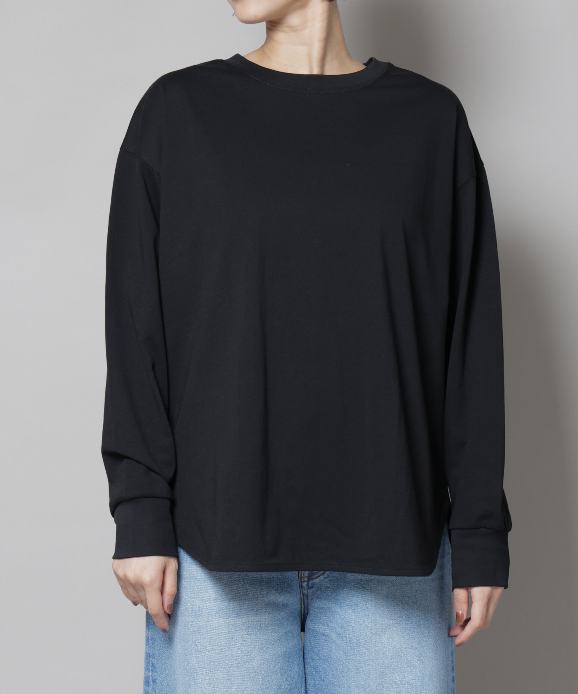 nano･universe「CVCプレーティング天竺ラウンドヘムカットトップス」|Tシャツ・カットソー|