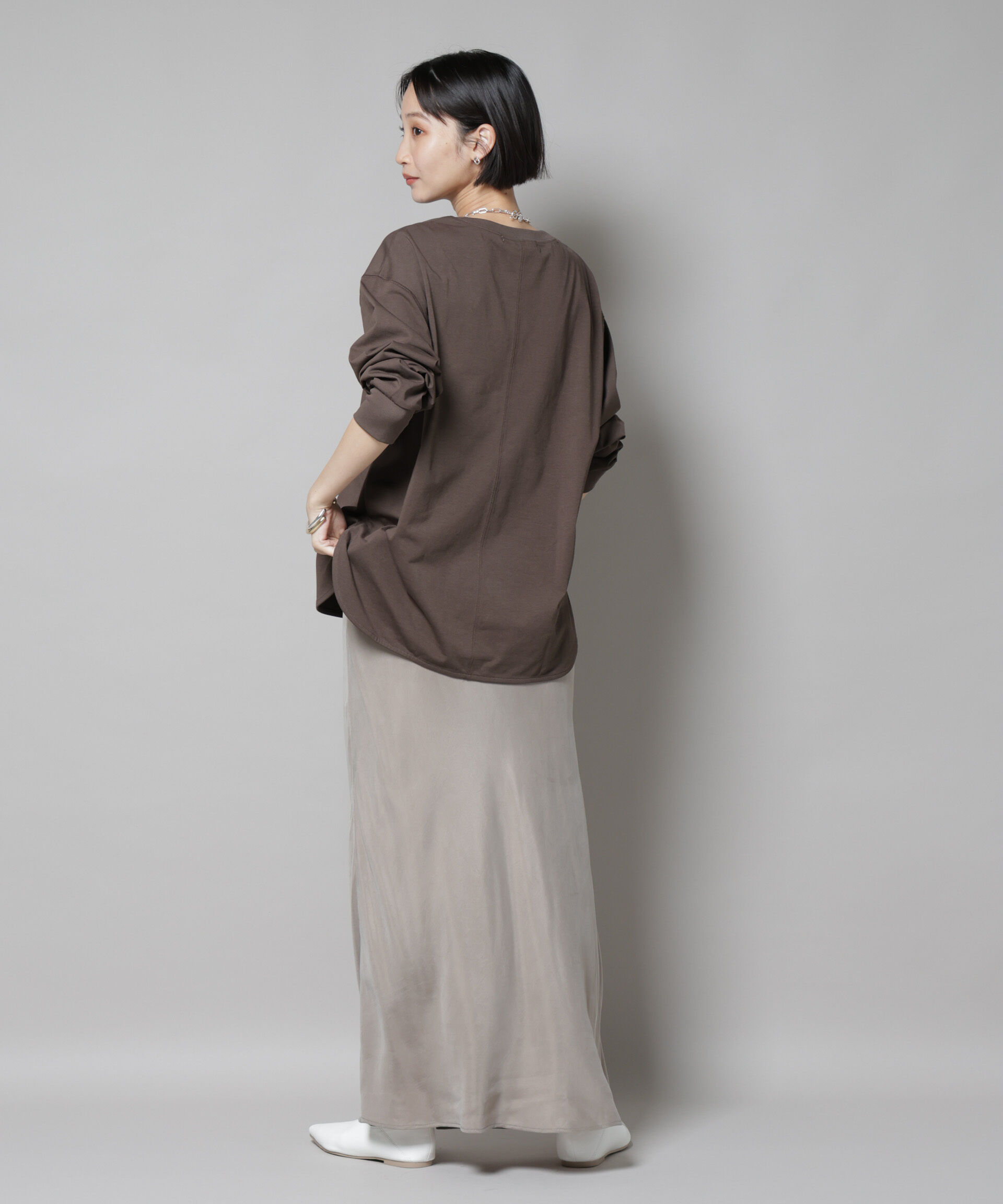 nano･universe「CVCプレーティング天竺ラウンドヘムカットトップス」|Tシャツ・カットソー|