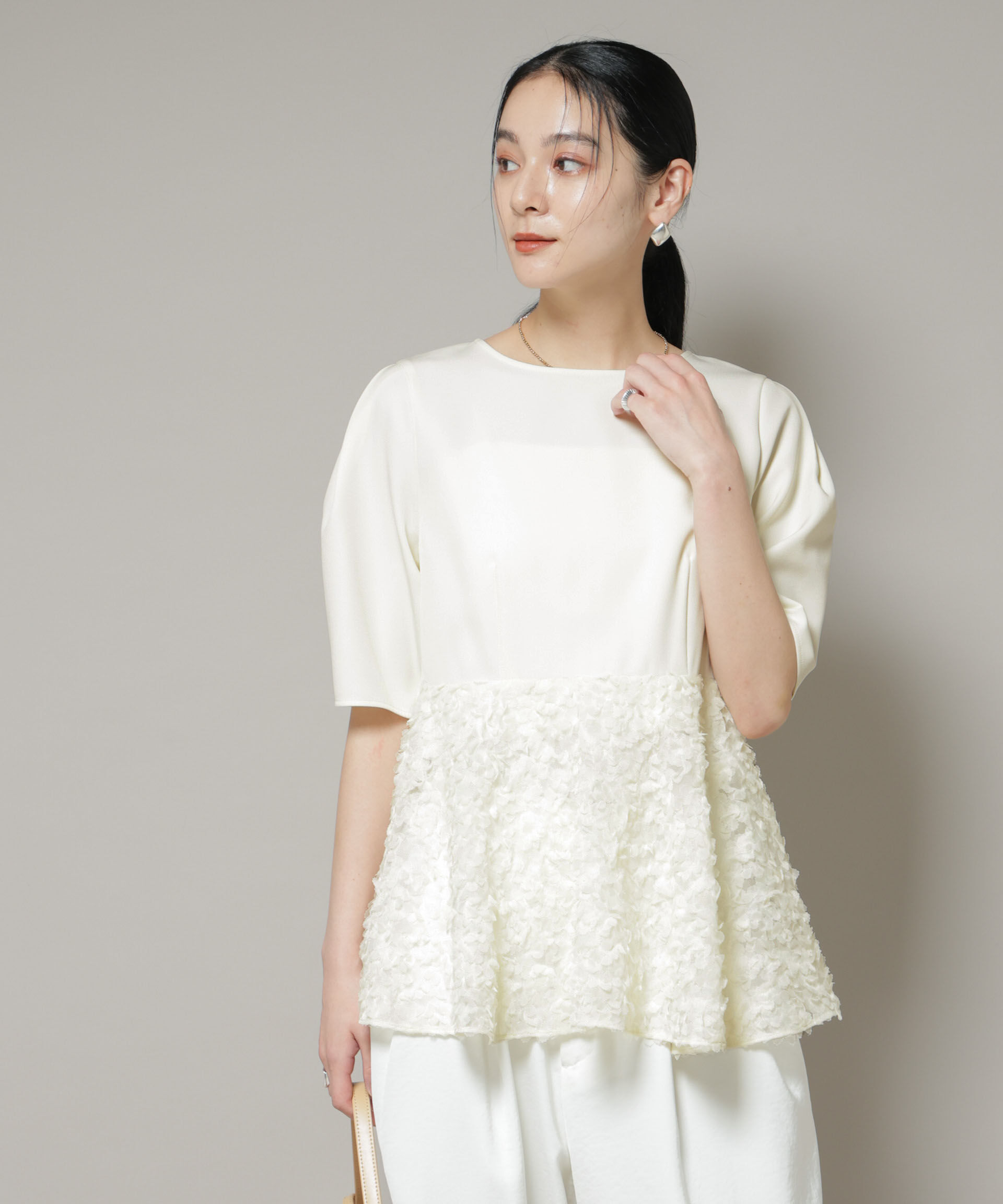 nano･universe「ペタルエンブロイダリーペプラムブラウス」|シャツ・ブラウス|