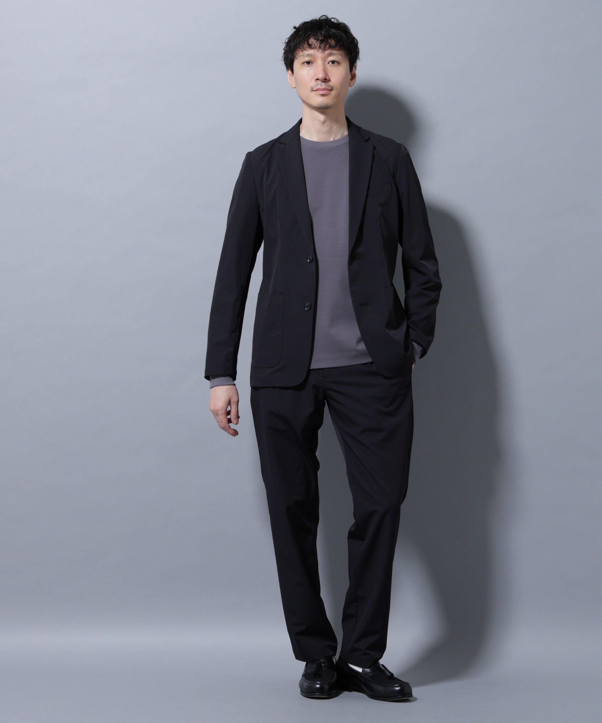 nano･universe「アクティブ4WAYストレッチドライ セットアップ」|スーツ|ブラック